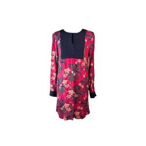 Maeve Anthropologie Colorful Bold Pink And Blue Long Sleeve Tunic Dress Size 4